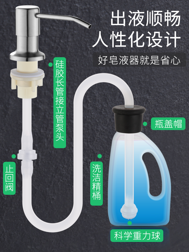 皂液器加长管免加液厨房洗碗洗洁精瓶子延长管洗菜盆洗涤剂按压器