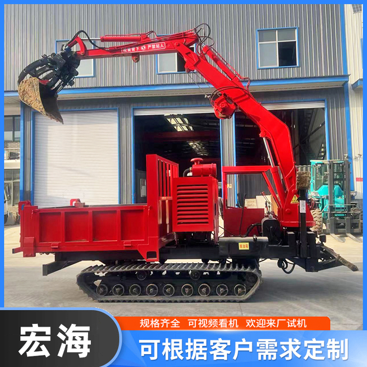 淤泥地行走履带随车挖 厂家供应履带式挖土机 可挖可拉运输车 宏海
