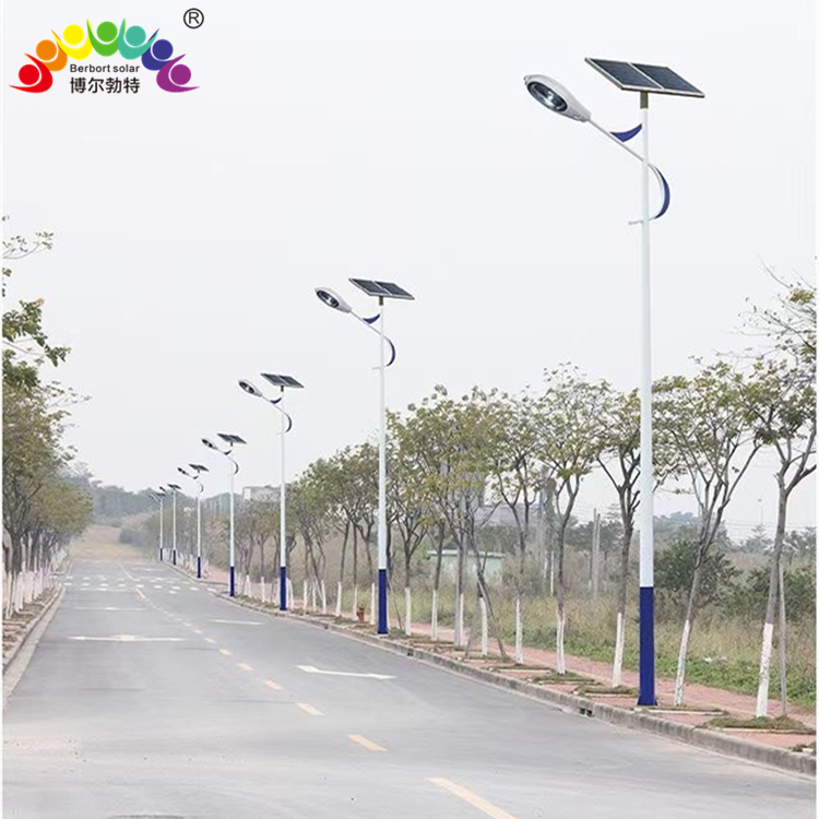 双臂路灯杆市政道路照明锂电池太阳能路灯厂家批发博尔勃特