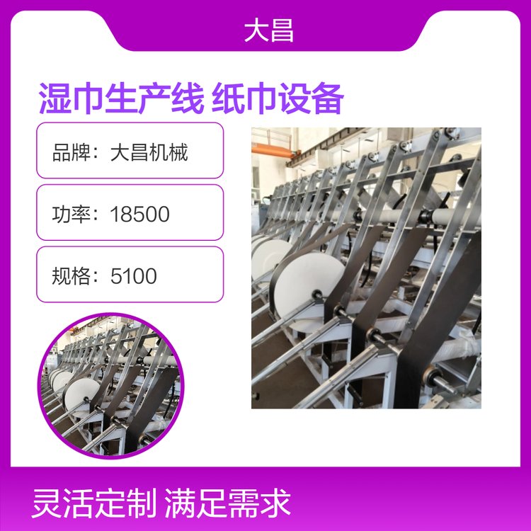 大昌机械 全自动湿巾包装设备 高速贴盖生产线