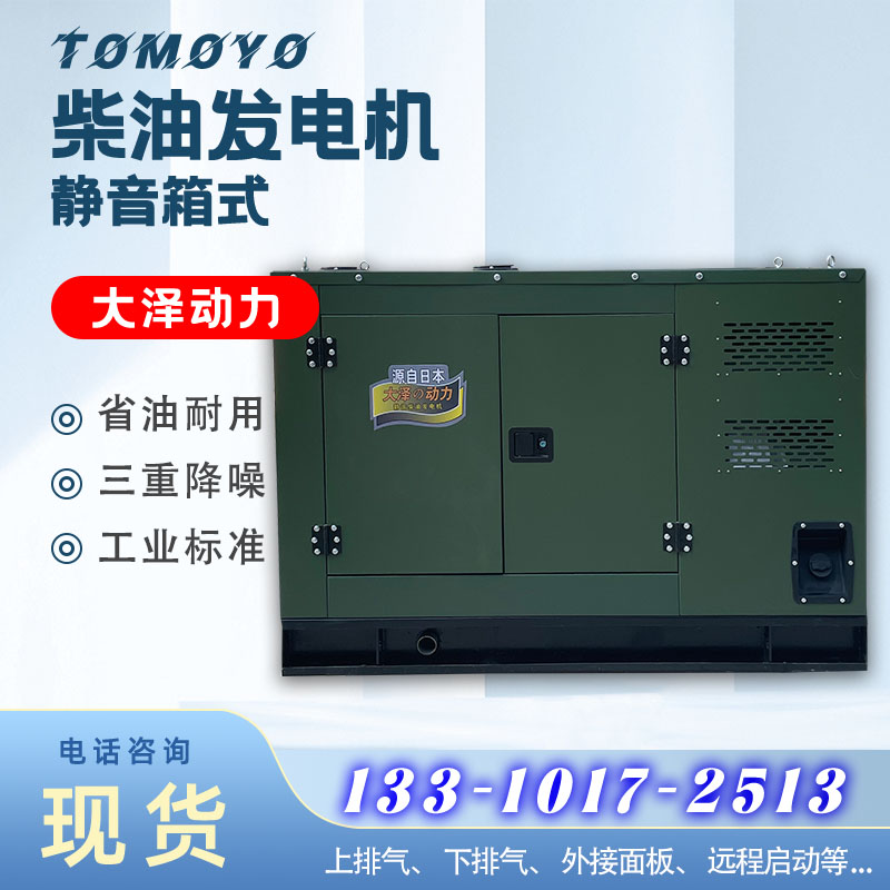 大泽动力20kw-50kw箱体式柴油发电机 上排气 侧面板控制 工程投标用