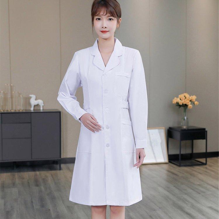 美斯尼 白色长袖医护服装白大褂护士服 药房医院工作服定制