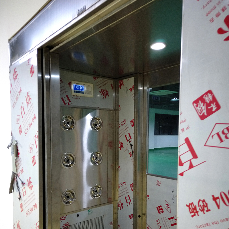 厂家定制隐藏自动感应人淋室 快速除尘风淋门 双人双吹不锈钢风淋室