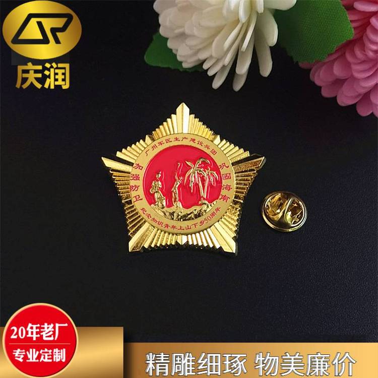 锌合金金属徽章制定 烤漆学校校徽 活动珐琅胸章 工厂胸徽制作