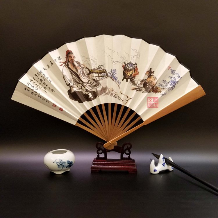 油竹宣纸扇子广告定制折叠扇古风折扇定做白纸扇 子批发