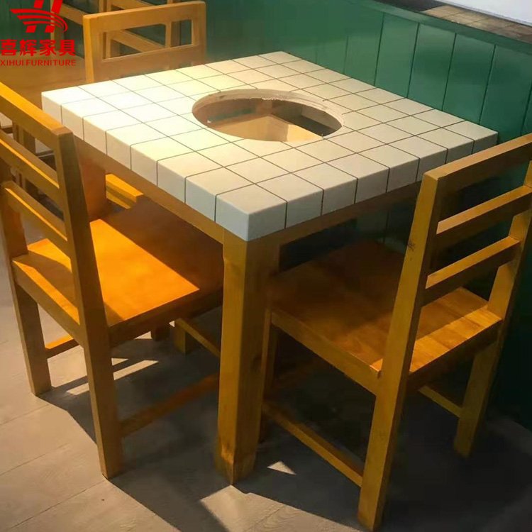 大理石花纹商用火锅桌餐厅桌椅定制厂家直营
