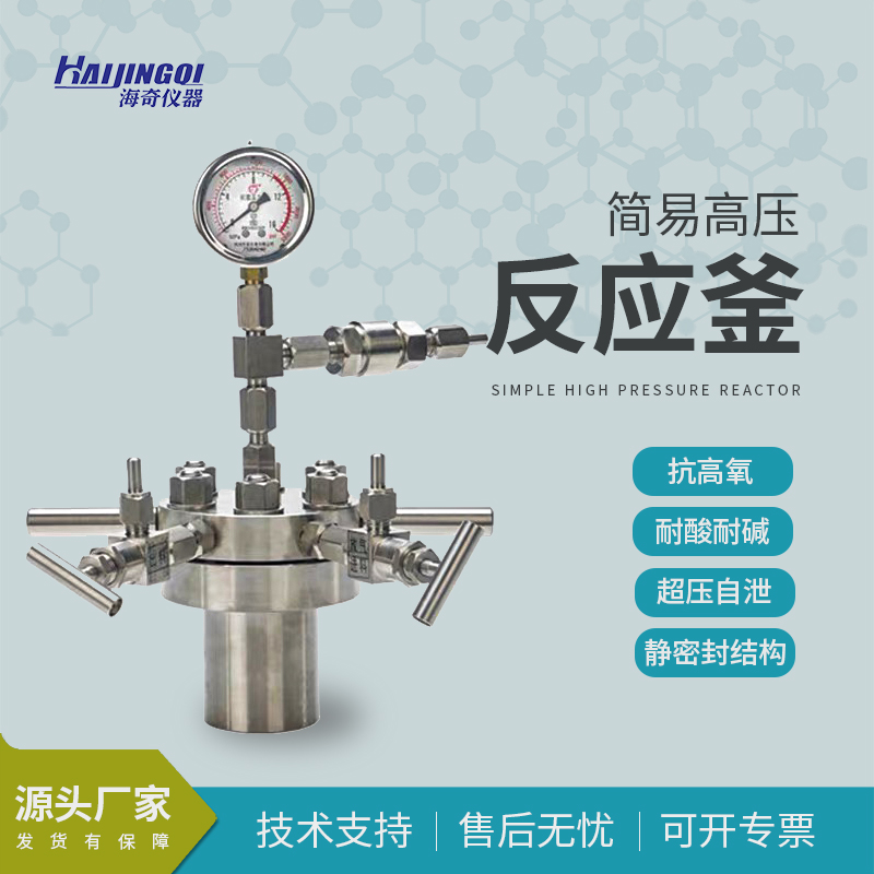 简易不锈钢高压反应釜 静密封结构 密封性能好 源头厂家