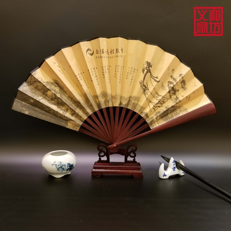 9寸广告折扇定做扇子订制绢扇娟布扇高端品质半手工半机械制作