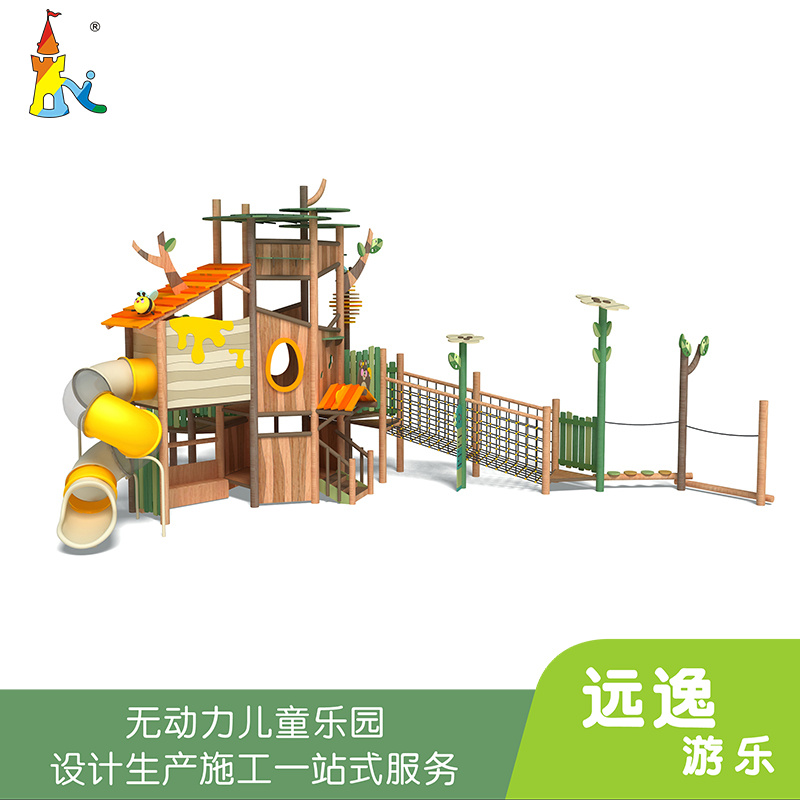 户外儿童原木组合滑梯 生态游乐场 景区公园大型木质游乐设备定制