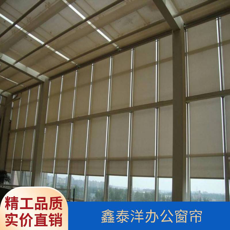 定做工程卷帘 电动遮光涂银办公窗帘 办公楼智能遥控遮阳帘