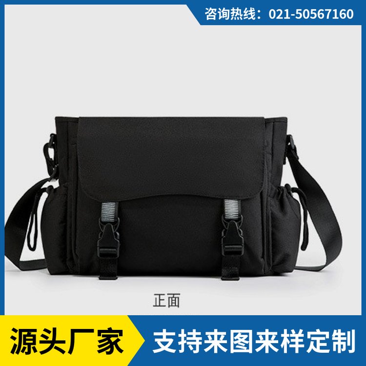 方振fz61223黑色牛津布休闲斜挎包定制款横款插扣隔层收纳腰包