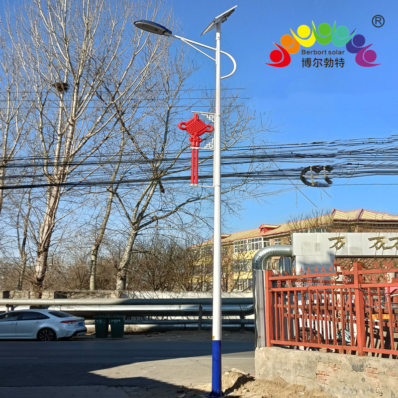 博尔勃特热镀锌太阳能路灯乡村振兴道路照明led中国结路灯杆厂家