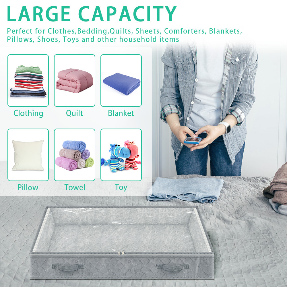 现货床底收纳衣物玩具毛巾床底储物盒Underbed storage bag