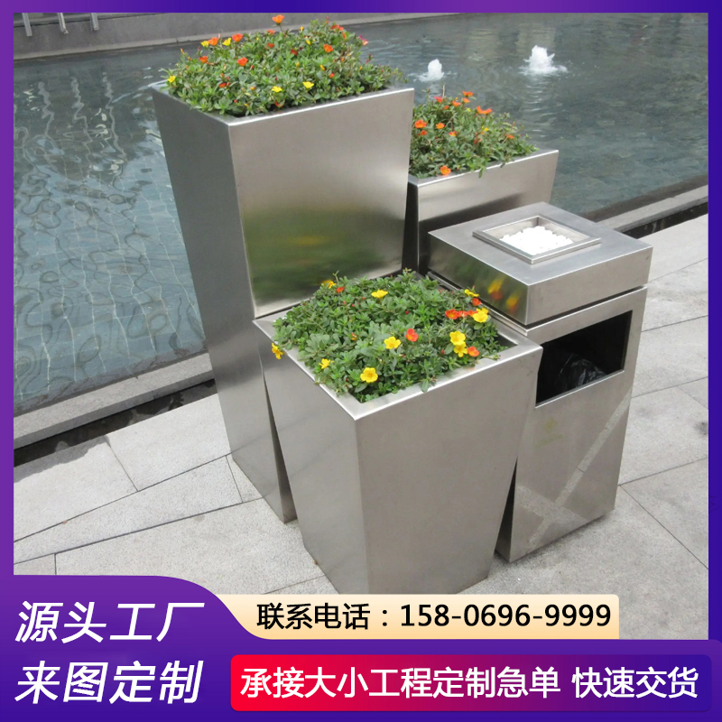 成品不锈钢花钵 市政绿化商业街绿植种植箱定制
