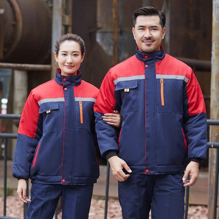 冬季保暖不可拆卸棉服冷库工作服工地耐磨防寒加厚一体夹克劳保服