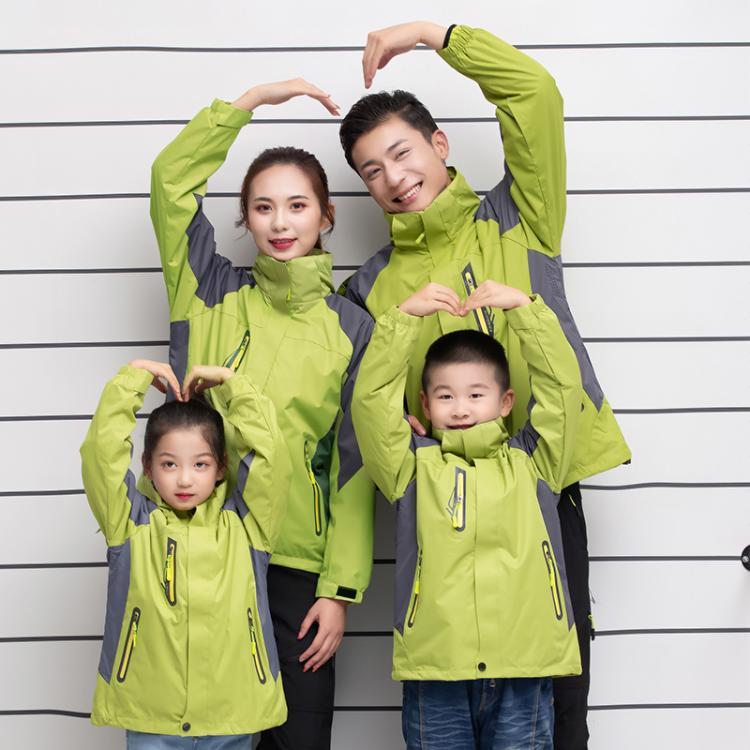 秋冬冲锋衣定制印logo亲子三合一可拆卸工作服加绒加厚外套登山服