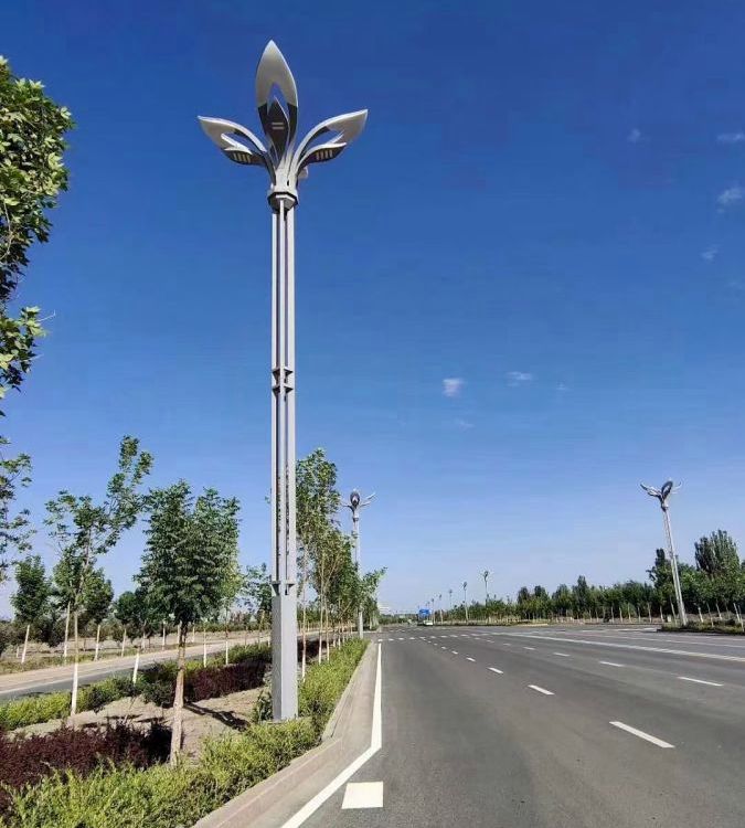 户外健身广场球场高杆灯 学校操场照明灯 7米镀锌管灯杆 厂家批发