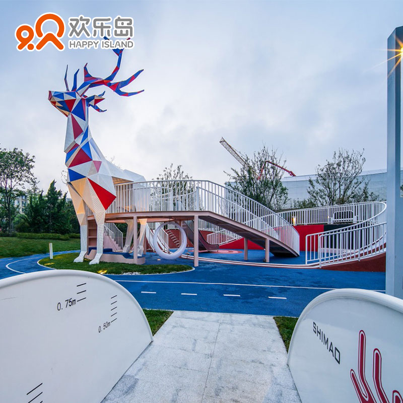 文旅游乐设备 鹿儿童组合滑梯厂家定做 无动力儿童主题乐园规划设计