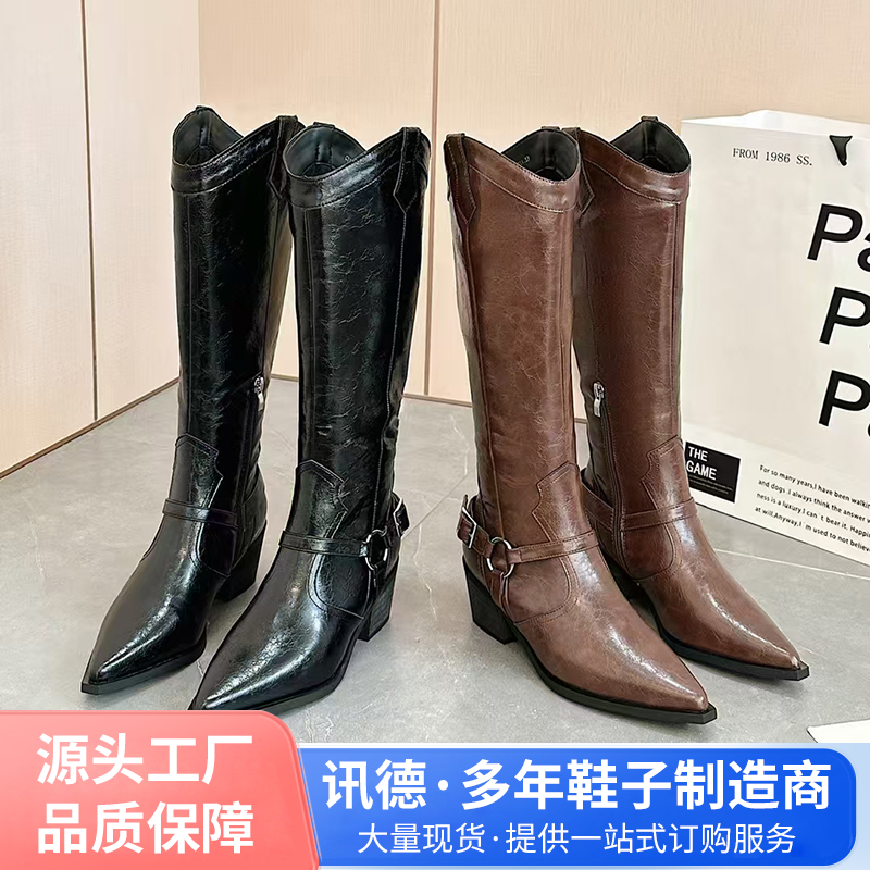 外贸女鞋女士真皮过膝马丁靴批发高长筒皮靴直播摆地摊库存处理鞋