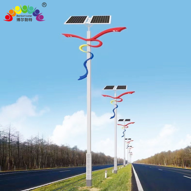 博尔勃特太阳能路灯市政道路户外照明双臂LED路灯杆厂家批发
