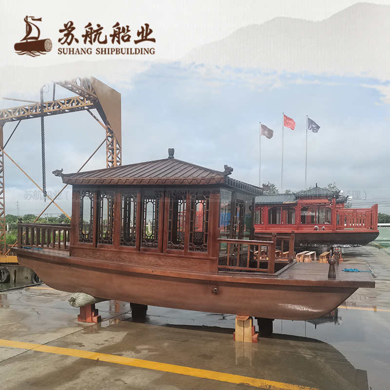 电动观光游船玻璃钢小画舫船景区旅游船定制水韵苏航