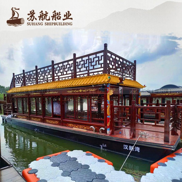 苏航牌电动画舫船 景区观光船生产厂家 双龙画舫商务接待船