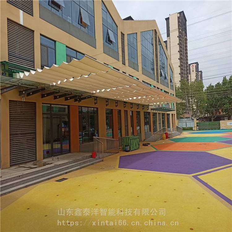 幼儿园遮阳蓬 学校操场 体育场电动遮阳帘 户外天棚帘厂家鑫泰洋