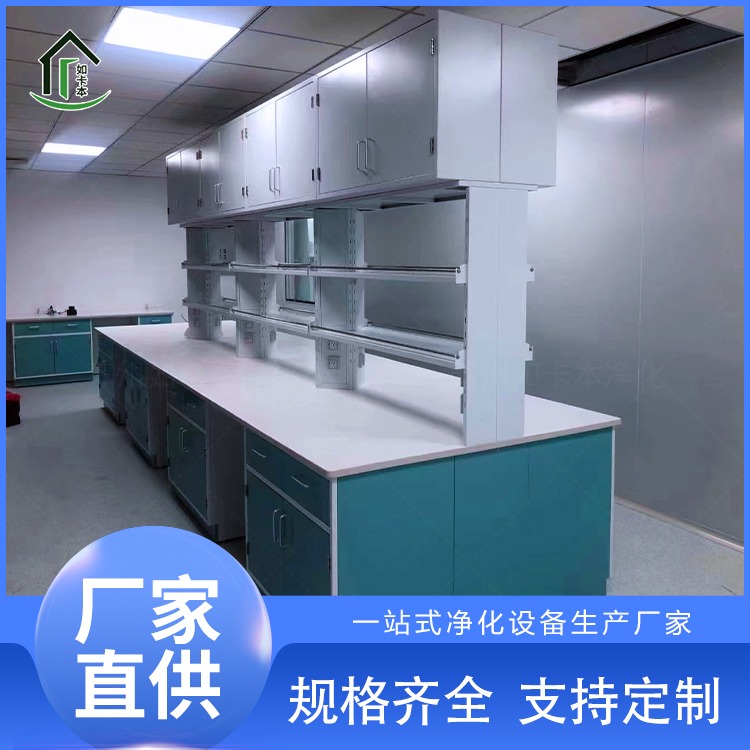 厂家定制 全钢中央实验台 钢木边柜操作台 如卡本净化