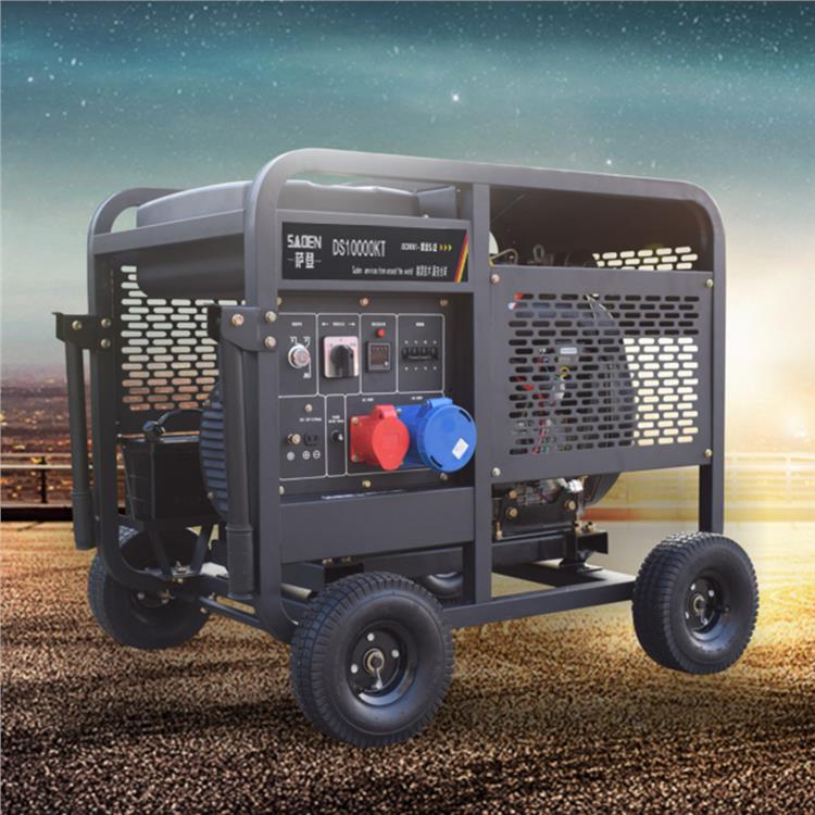 萨登10kw柴油发电机等功率移动带轮车筐户外车用应急电源220v380V