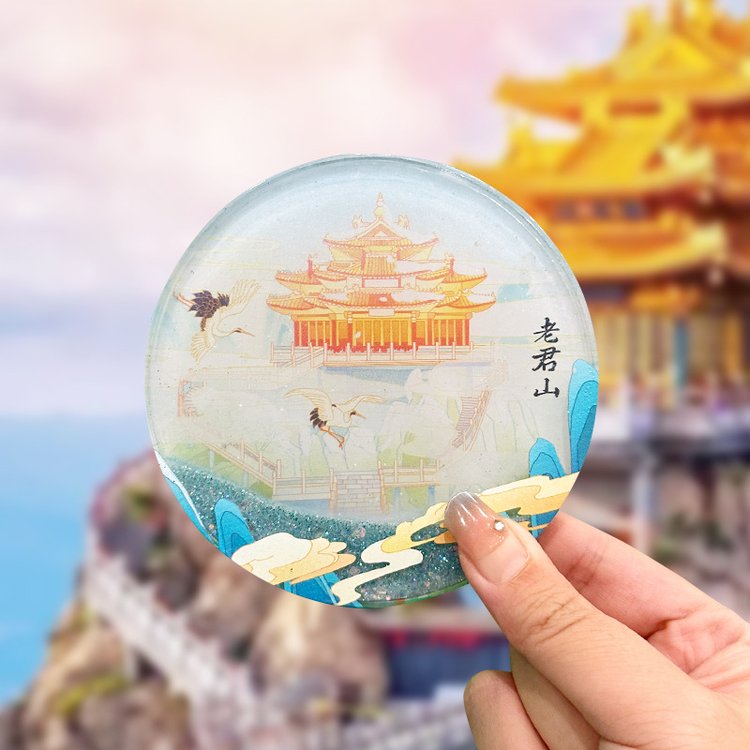 厂家定制 创意流沙冰箱贴 旅游景区纪念品 金属磁吸贴