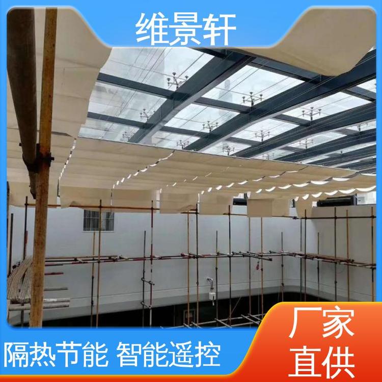 商场折叠天棚帘 遥控系统 上门安装 电动阳光房遮阳帘 维景轩