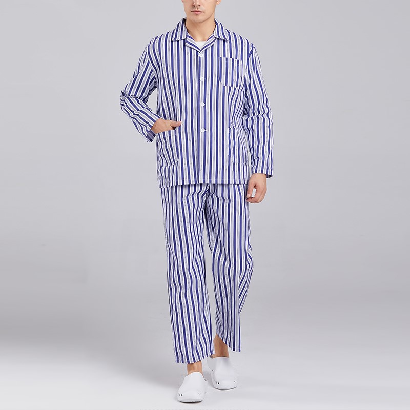 美斯尼专业病号服定做 蓝白条纹短袖病员服住院患者服