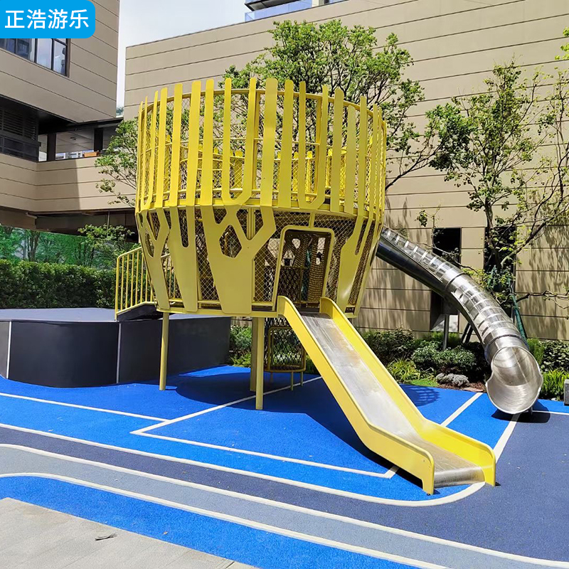 小区儿童不锈钢组合滑梯 户外大型无动力游乐设施 非标设备定制