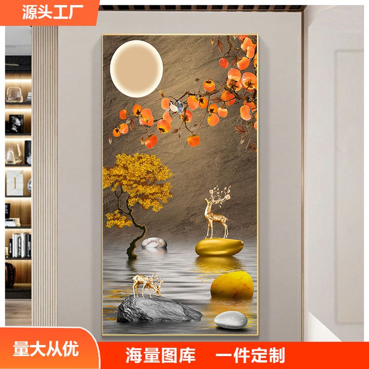玄关装饰画工厂批发走廊画过道背景墙壁画轻奢房间挂画晶瓷画镶钻