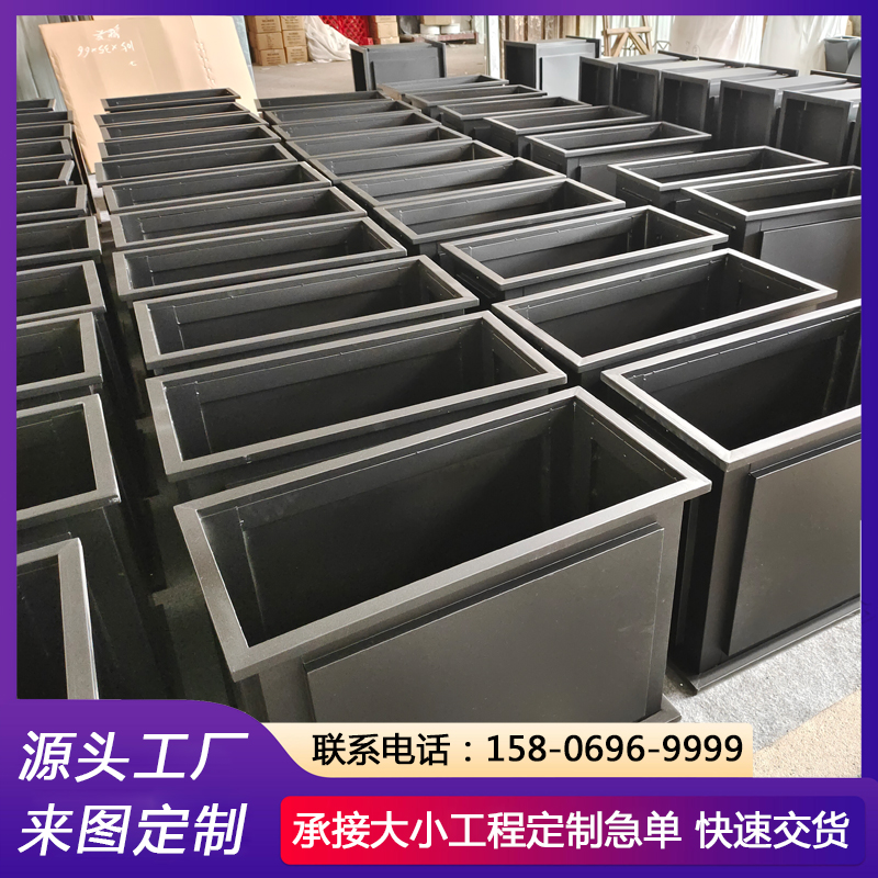 户外庭院写字楼装饰花坛 不锈钢花箱批发 印花LOGO
