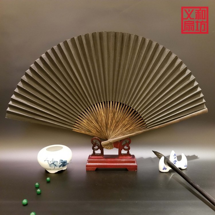 批发黑纸 扇全棕9寸40茄黑纸扇 礼品制作工艺 优质商家