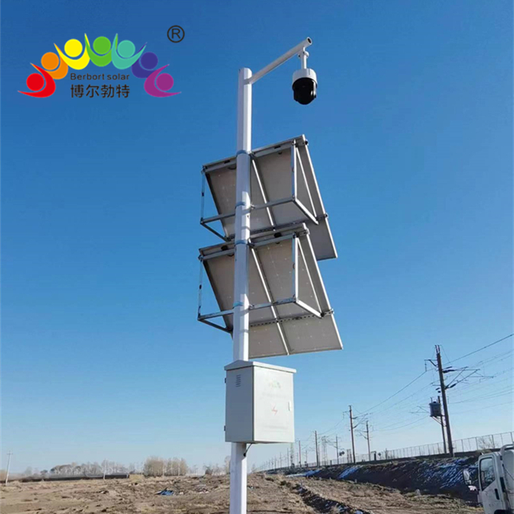 博尔勃特热镀锌监控杆 锂电池 太阳能监控供电系统