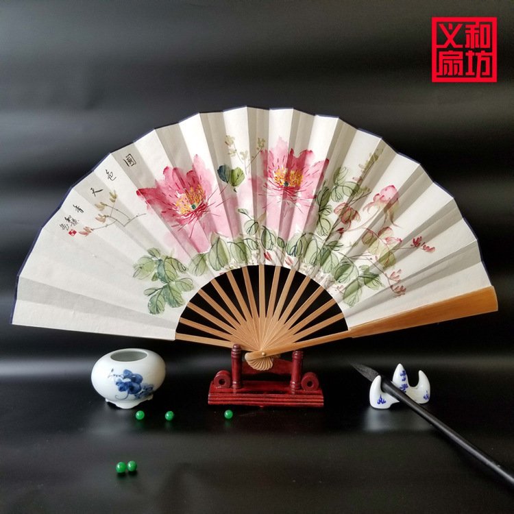 中国风伴手礼手绘折扇定制宣纸折扇白纸扇礼品扇子商务礼品