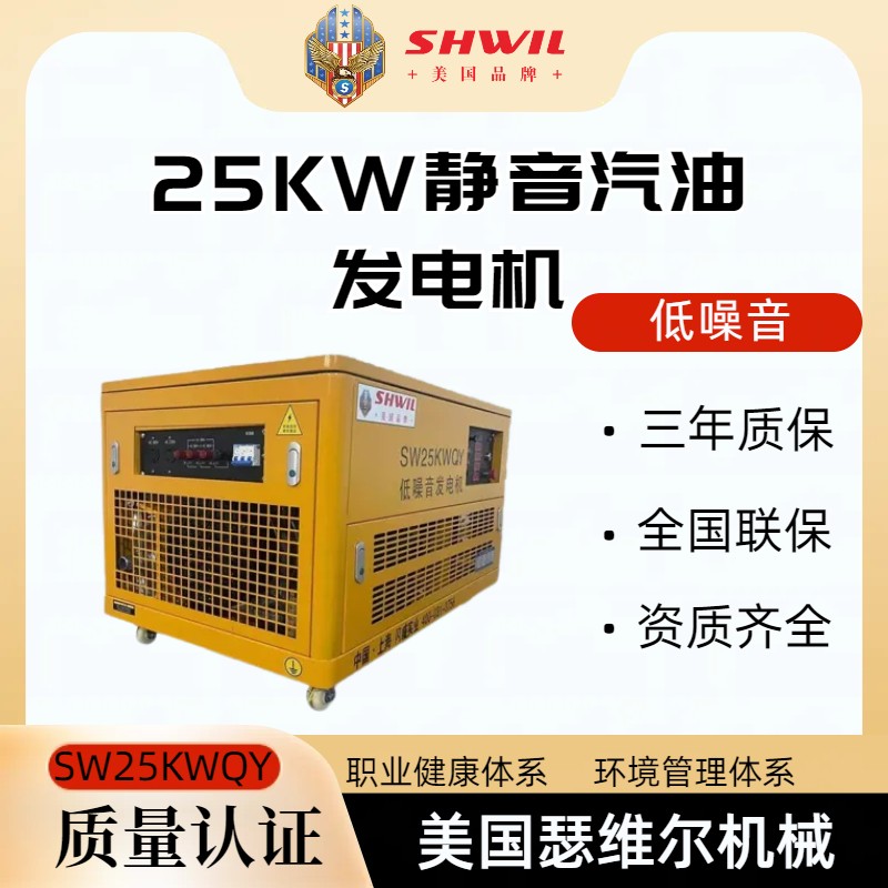 美国瑟维尔25KW静音汽油发电机 低噪音 生产厂家