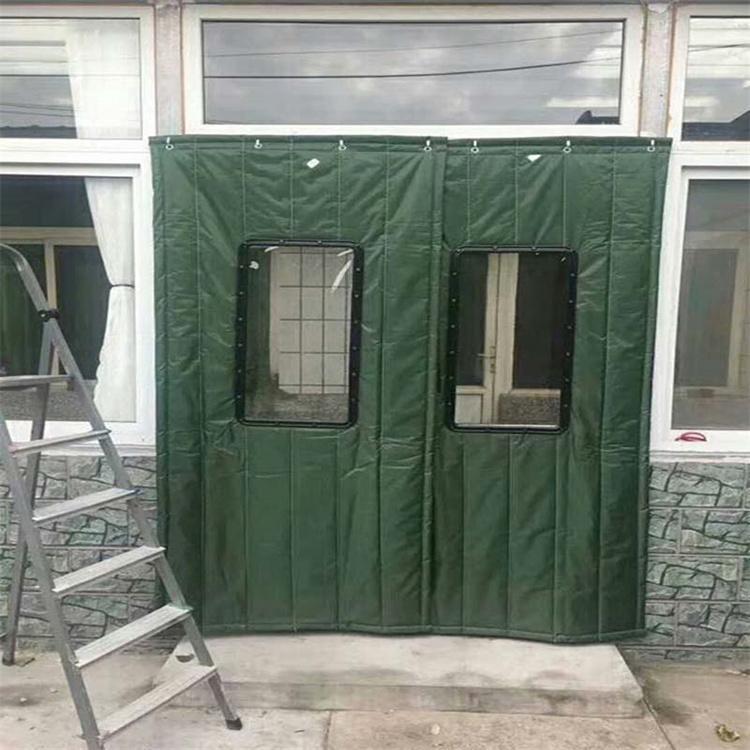 阔海商场皮革棉门帘 车间保暖牛津布帘 双透视窗棉帘