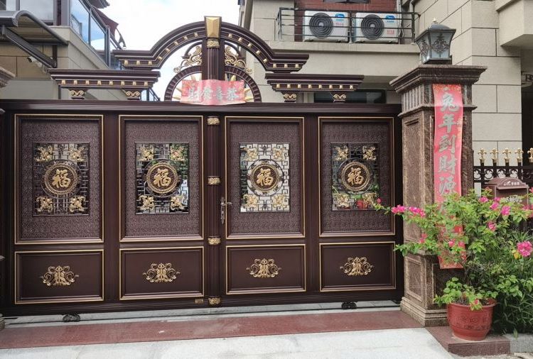 帝景建材家装铝艺大门可定制别墅庭院大门铝合金电动平移大门