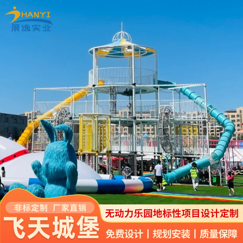 定制户外不锈钢组合滑梯飞天城堡 景区非标无动力游乐设施厂家