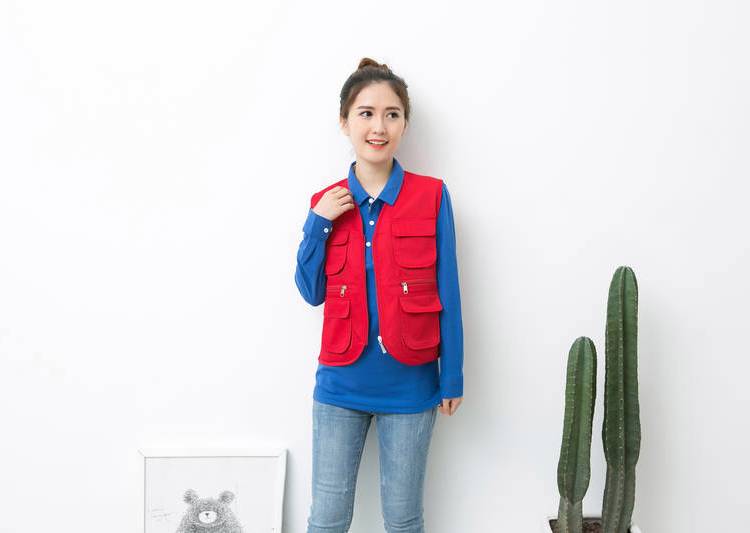 MJ#多口袋棉志愿者马甲 夏季网眼工作服义工代驾建筑背心定制印字