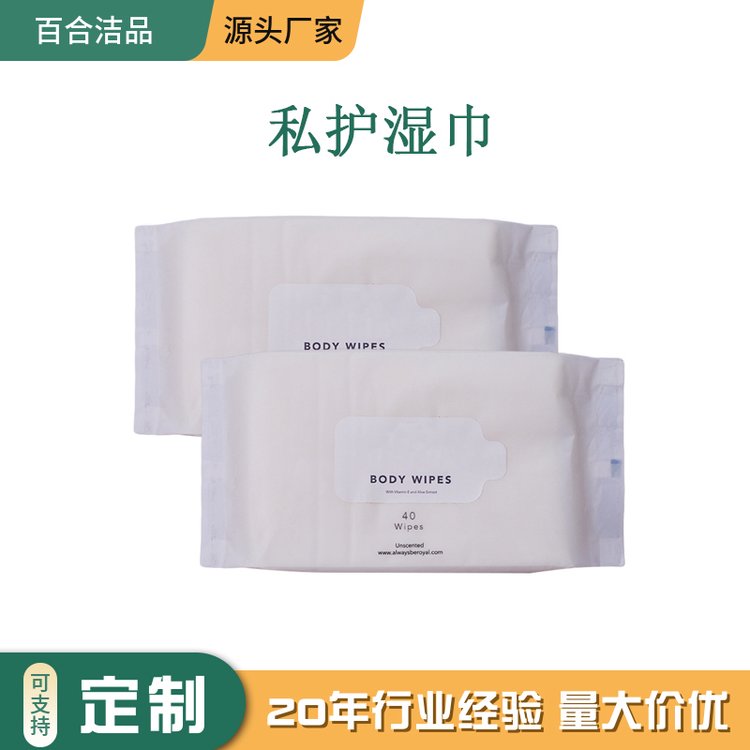 外贸出口可冲散湿纸巾 可降解OEM贴牌定制40片装厕用私护湿巾