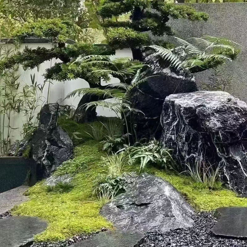 矿场直发黑山石庭院景观石假山石山水造景点缀石
