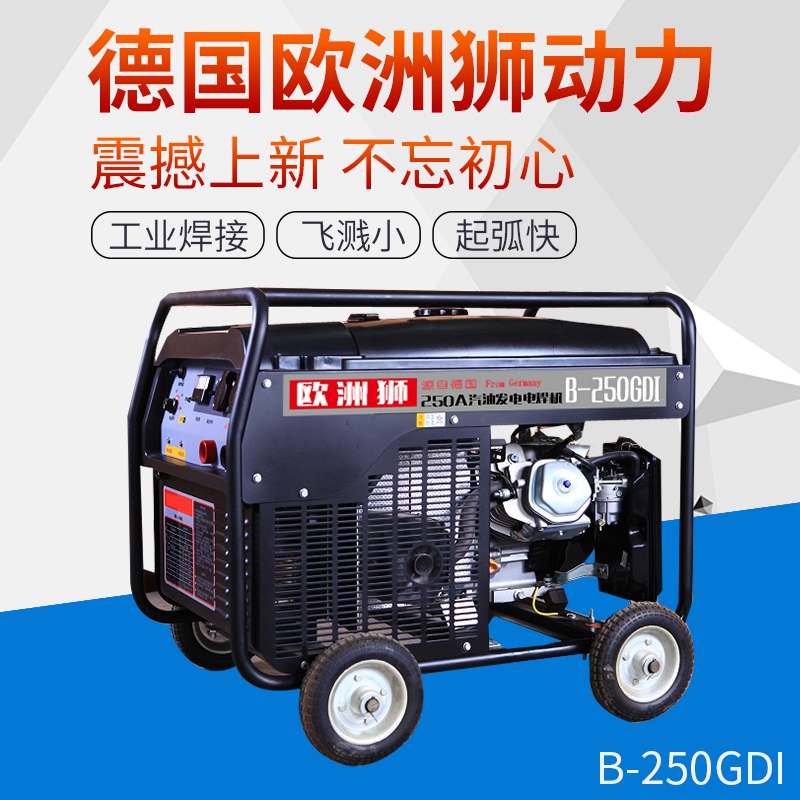 欧洲狮动力250A汽油发电电焊机 B-250GDI 一机两用 3.2-5.0焊条施工