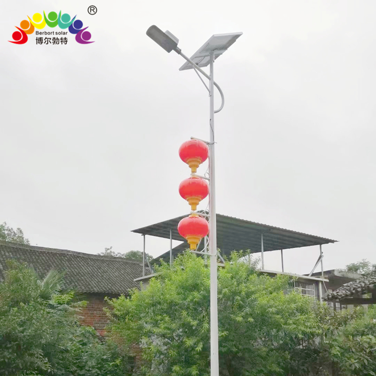 博尔勃特三连串LED灯笼道路户外照明中国结太阳能路灯厂家批发