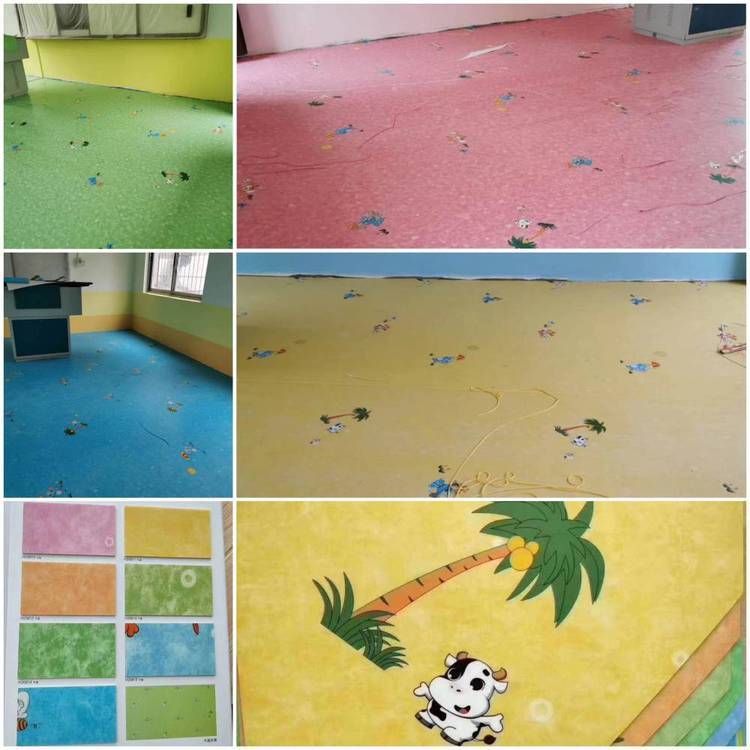 幼儿园室内用地板儿童卡通用地胶现货销售施工