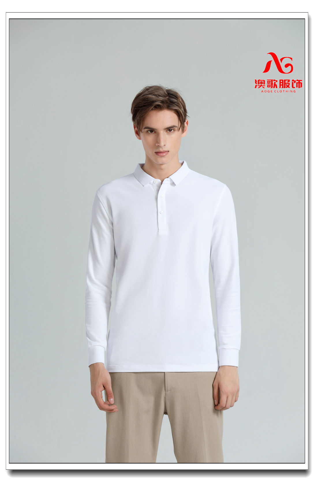 AG21600#65%棉35%冰璃子纤维 长袖polo衫工服广告衫 连锁店员工服装