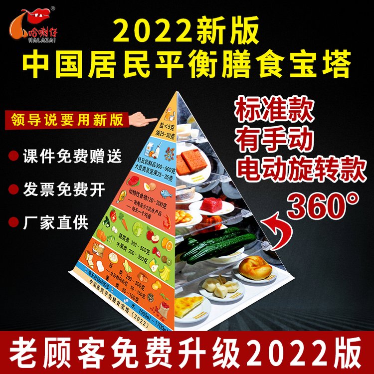 2022新版居民膳食宝塔模型健康饮食金字塔仿真食物指导模型可开票